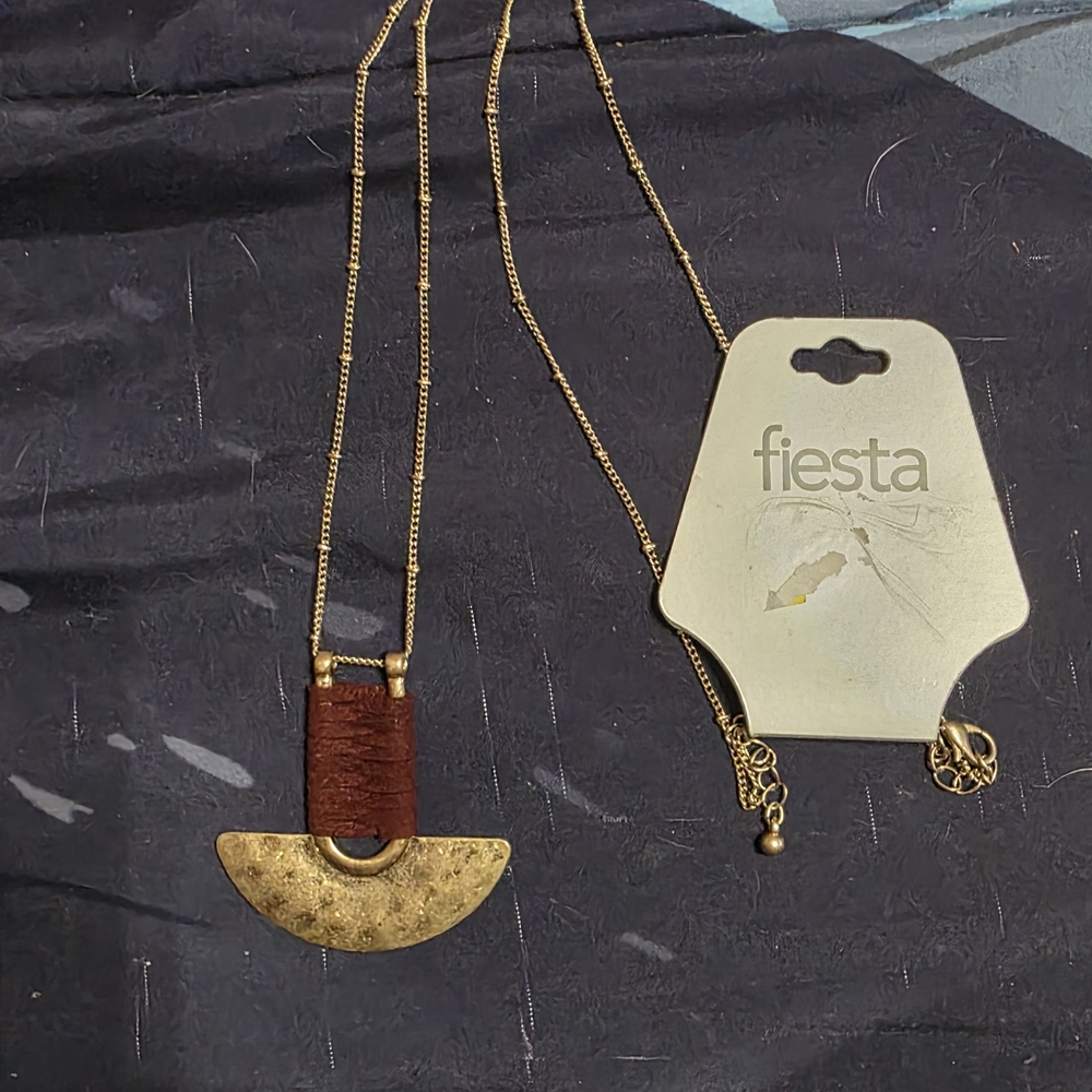 Fiesta Gold and Rich Brown Half-Moon Necklace